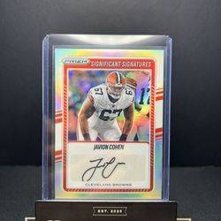 2025 panini prizm Javion Cohen silver Auto