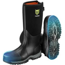 Tidewe Puncture-Proof Work Boots with Steel Toe & Shank, Waterproof Anti Slip Wear-resistant SBR Boots for Men