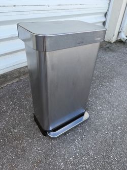 Stainless Steel Step Flip Top Kitchen Home Garbage Trash Can, Good Condition some wear 16x12x26in