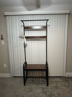 coat rack, hall tree with shoe rack