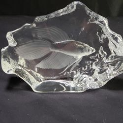 Mats Jonasson Signed Swedish Crystal Betta Fish Sculpture
