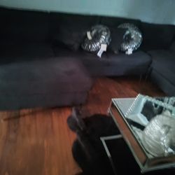 Black Sectional Couch Can Be 2 Chases One On Left Side One One Right Side Or One Chase And A Ottoman Pillows Not Included I Don't Use It So It's In Ex