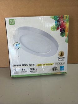 ASD LED Mini Panel Round 5" 6w Dimmable 3000K  Warm White ASD-MNPR-5D630-W