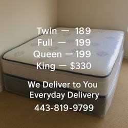 Queen Mattress Come With Free Box Spring - Same Day Delivery 
