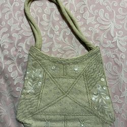 Cream Beads and Buttons Purse 