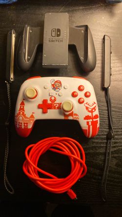 Nintendo Switch Mario Controller + Joy-Con Grip + Straps Bundle