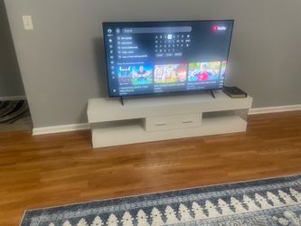 67-in W White LED TV Stand Fits TV Up to 75-in with Storage Drawers and Shelves