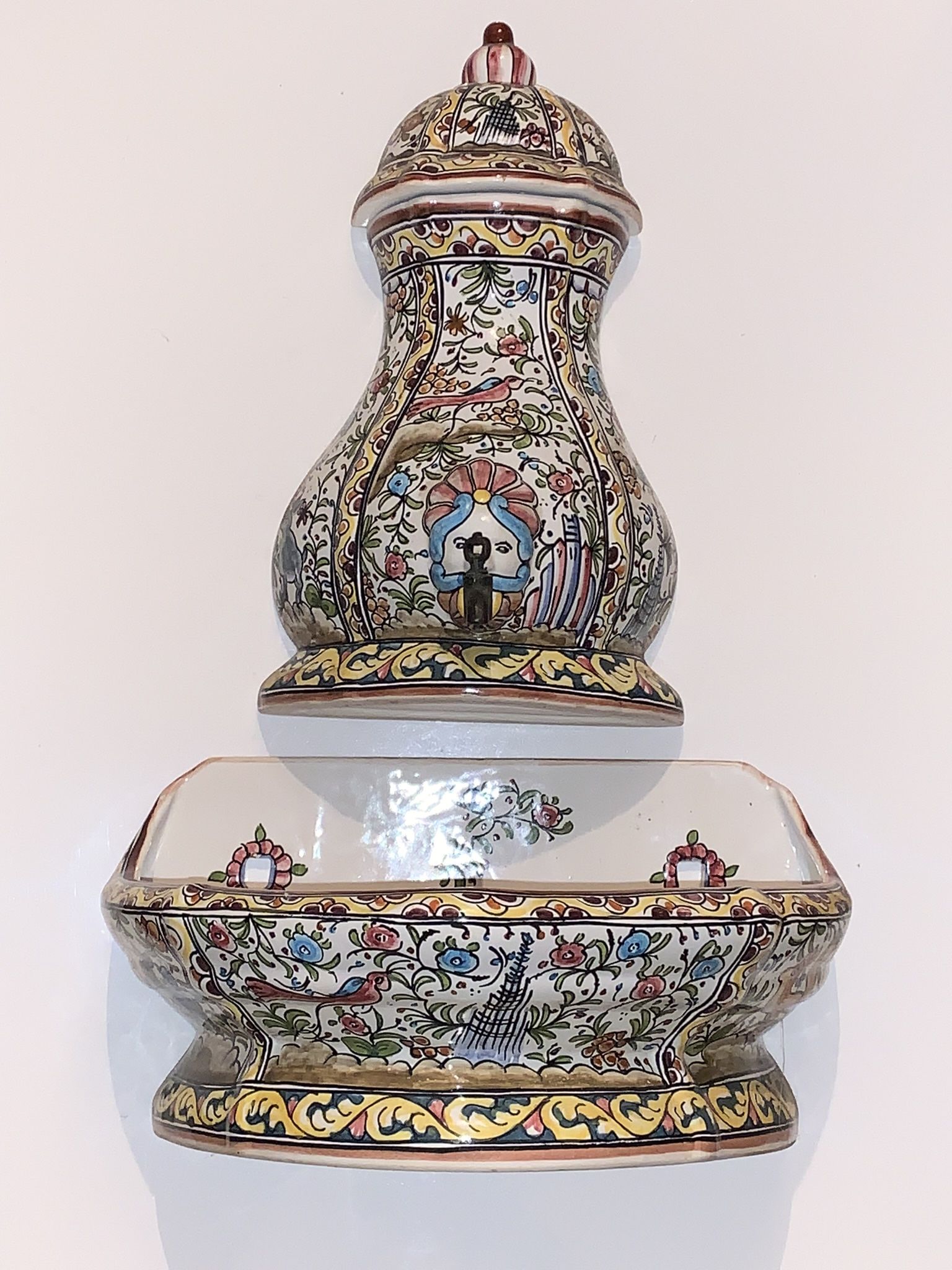 Artisanal Portugués Ceramic Fountain And Base
