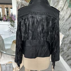 Velez fringed leather jacket Size XL