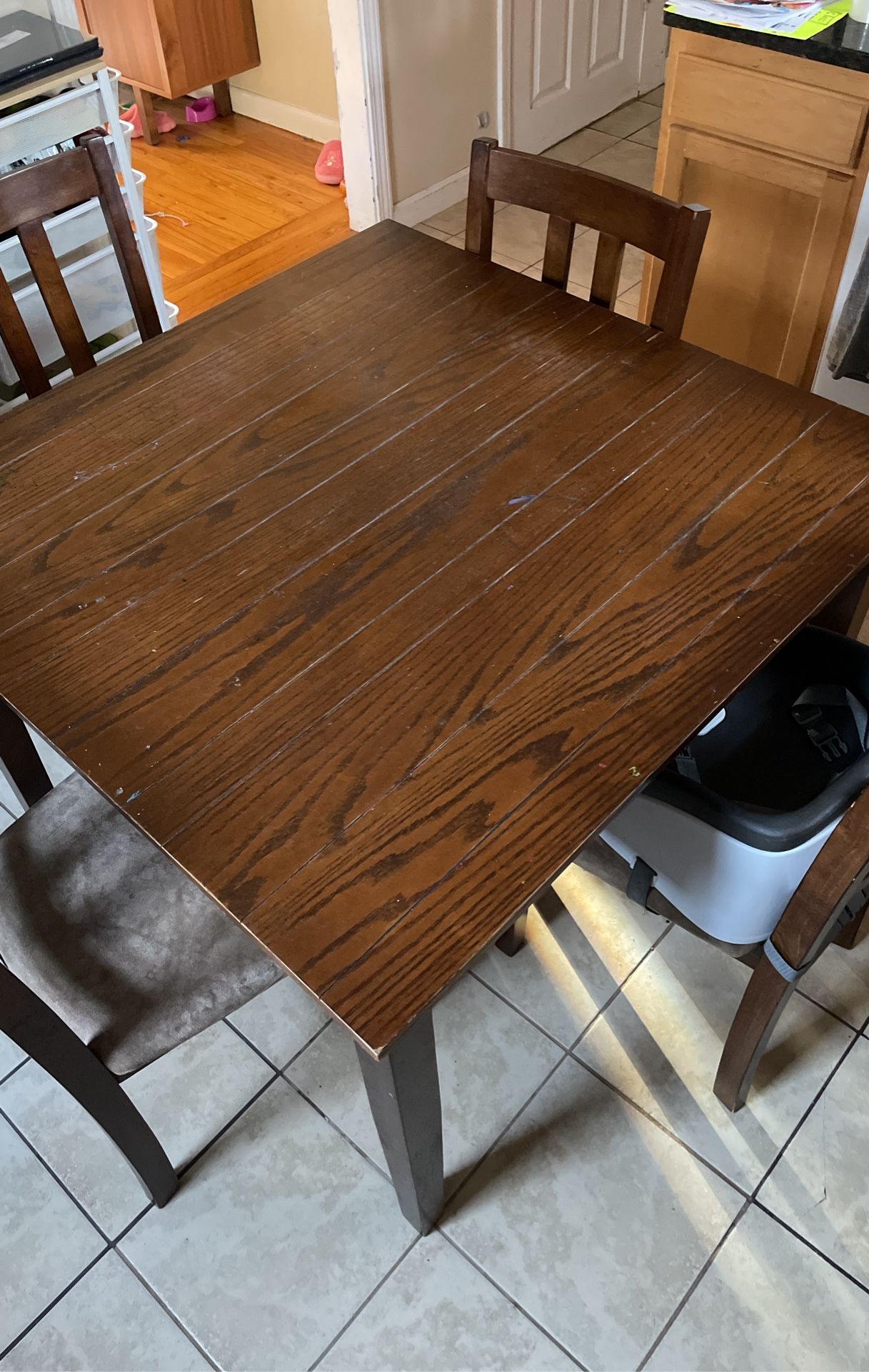 Wooden Dining Table With 4 Wooden Chairs