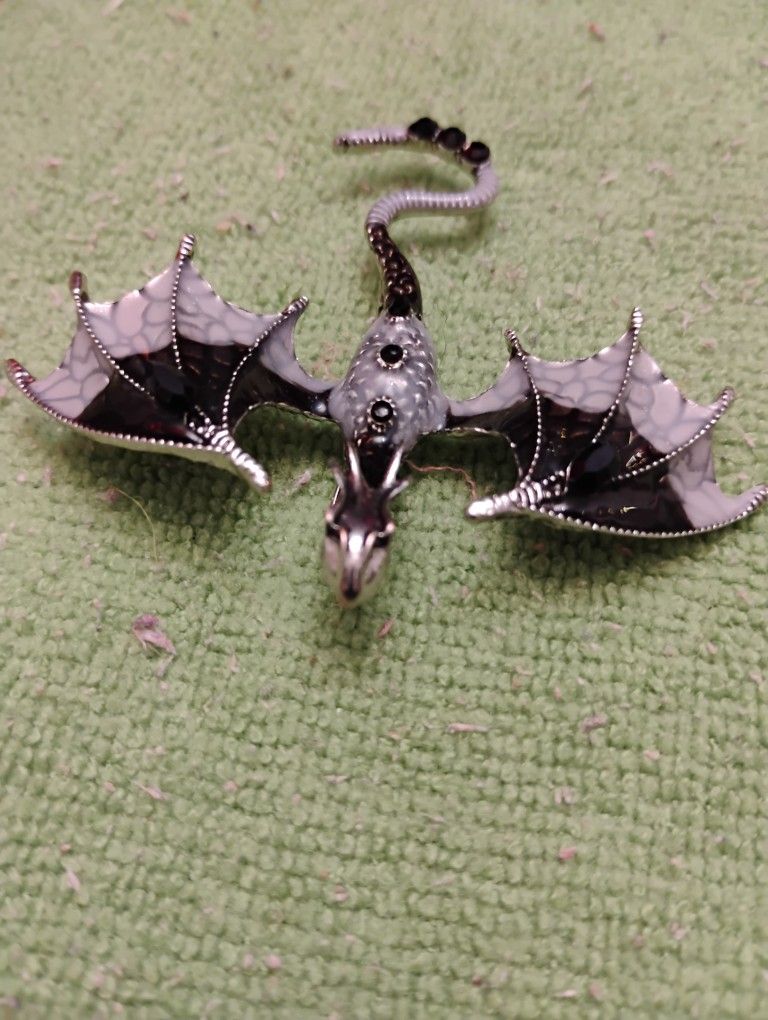 Pink/Black Dragon Pin, Brooch