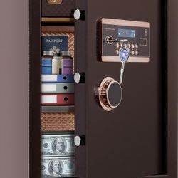 369  Large Safe Box Burglary, 3.47 Cuft Digital Security Home Safe with Key Lock Double Safety Lock Box and Password Safes for Home Office Antique Bra