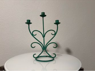Green Metal 3 Arm Candelabra
