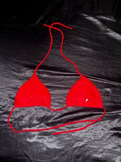 Red String Triangle Bikini Top