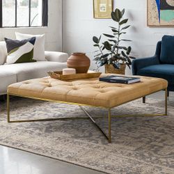 Brand New Article Tablet Charme Tan Square Ottoman