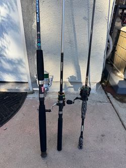Lot of 3 Fishing Rod and Reel Combos
