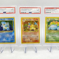 Charizard Blastoise Venusuar PSA 9 TRIO