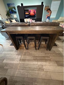 Ashley Furniture Console Bar Table with 3 Stools