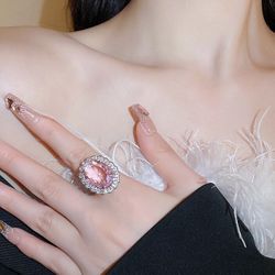 Pink Crystal Ring, Adjustable Size