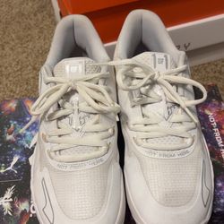 All White LaMelos | Basketball Shoes