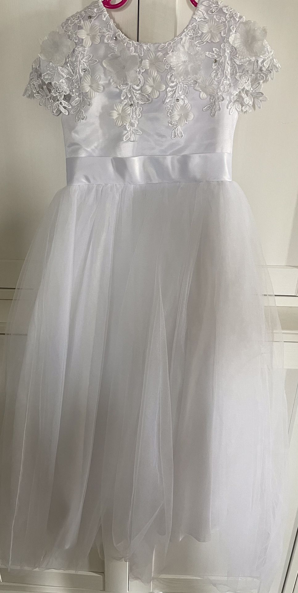 Girls White Dress And Veil Set