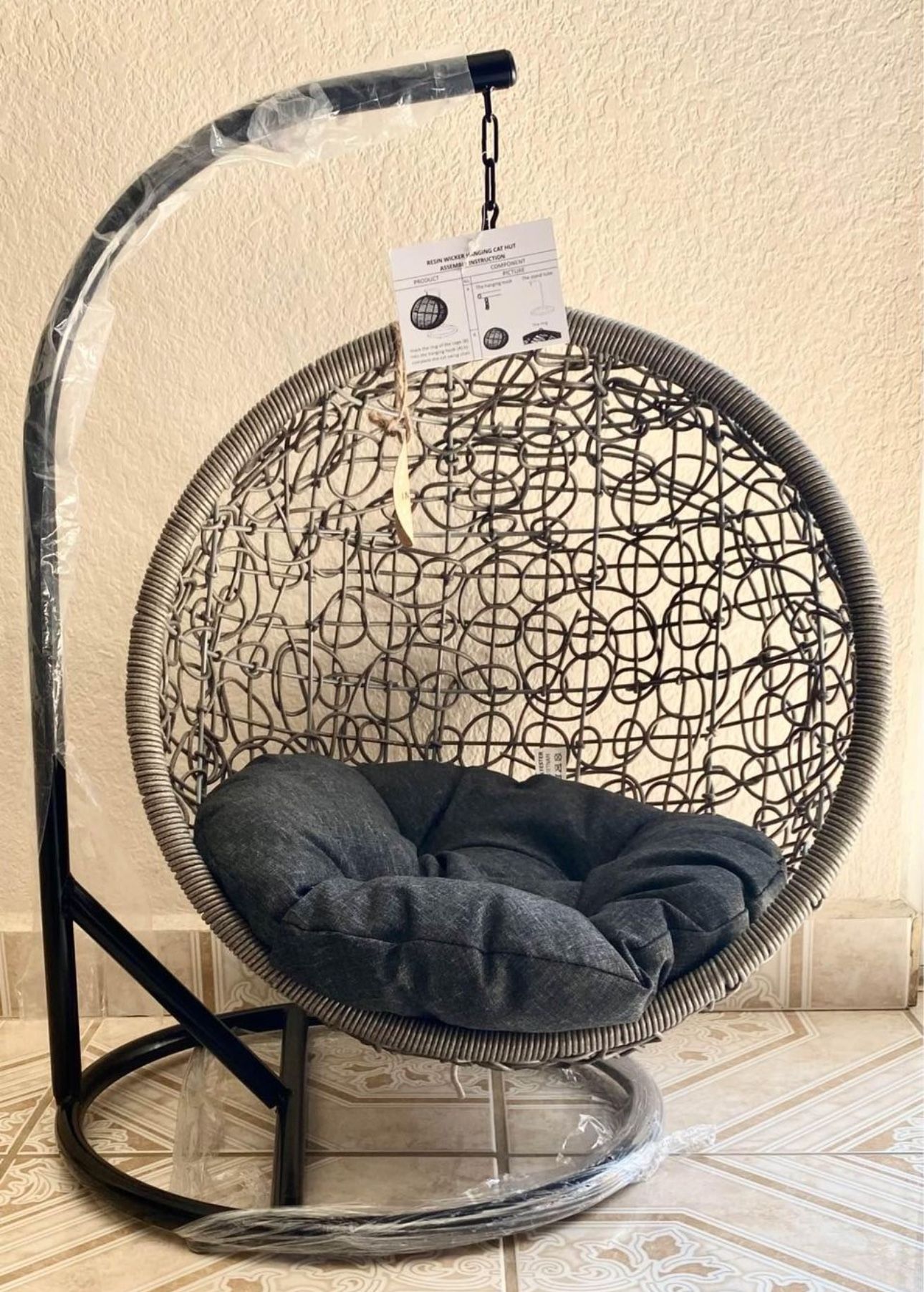 Wicker Pet Swing with Removable Cushion