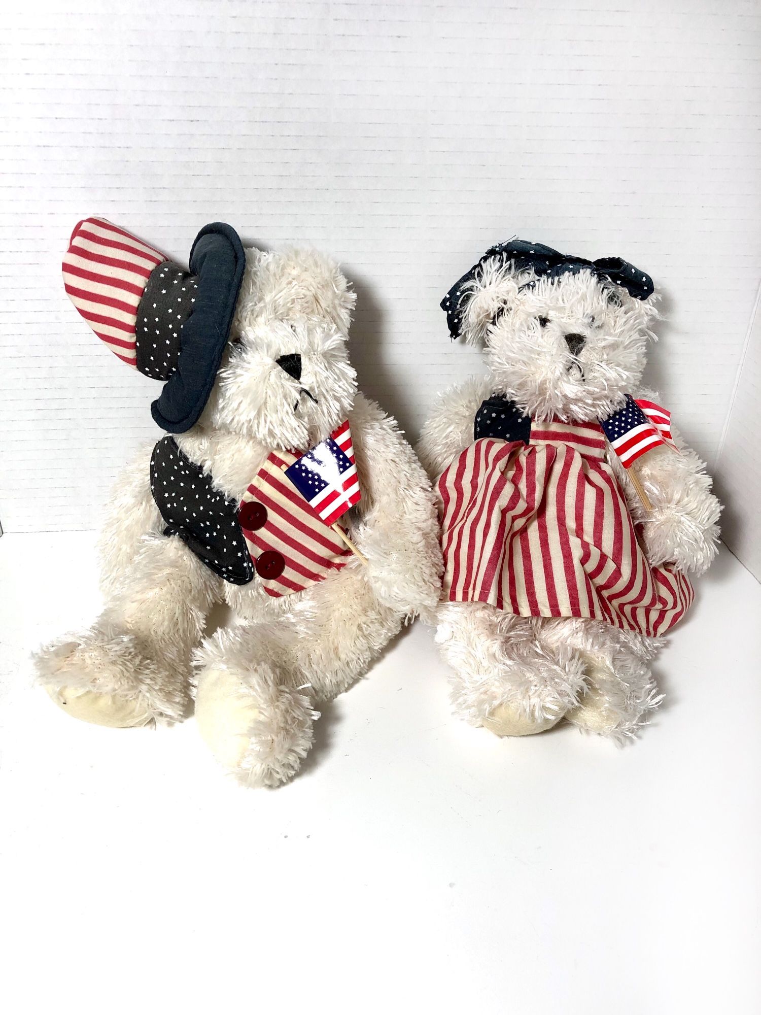 Vintage Oriental Trading Co. Patriotic Teddy Bear Boy and Girl Stuffed Plush