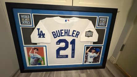 Walker Buehler signed framed jersey