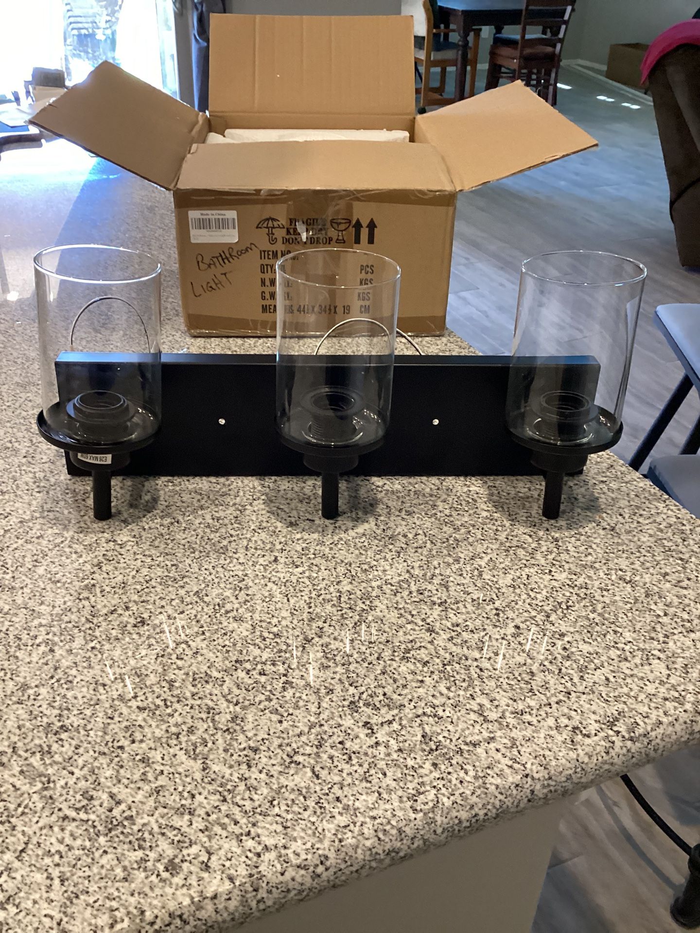 Black 3 Light Vanity Bar New! Never Installed!