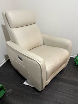 Cream Leather Power Recliner Chair