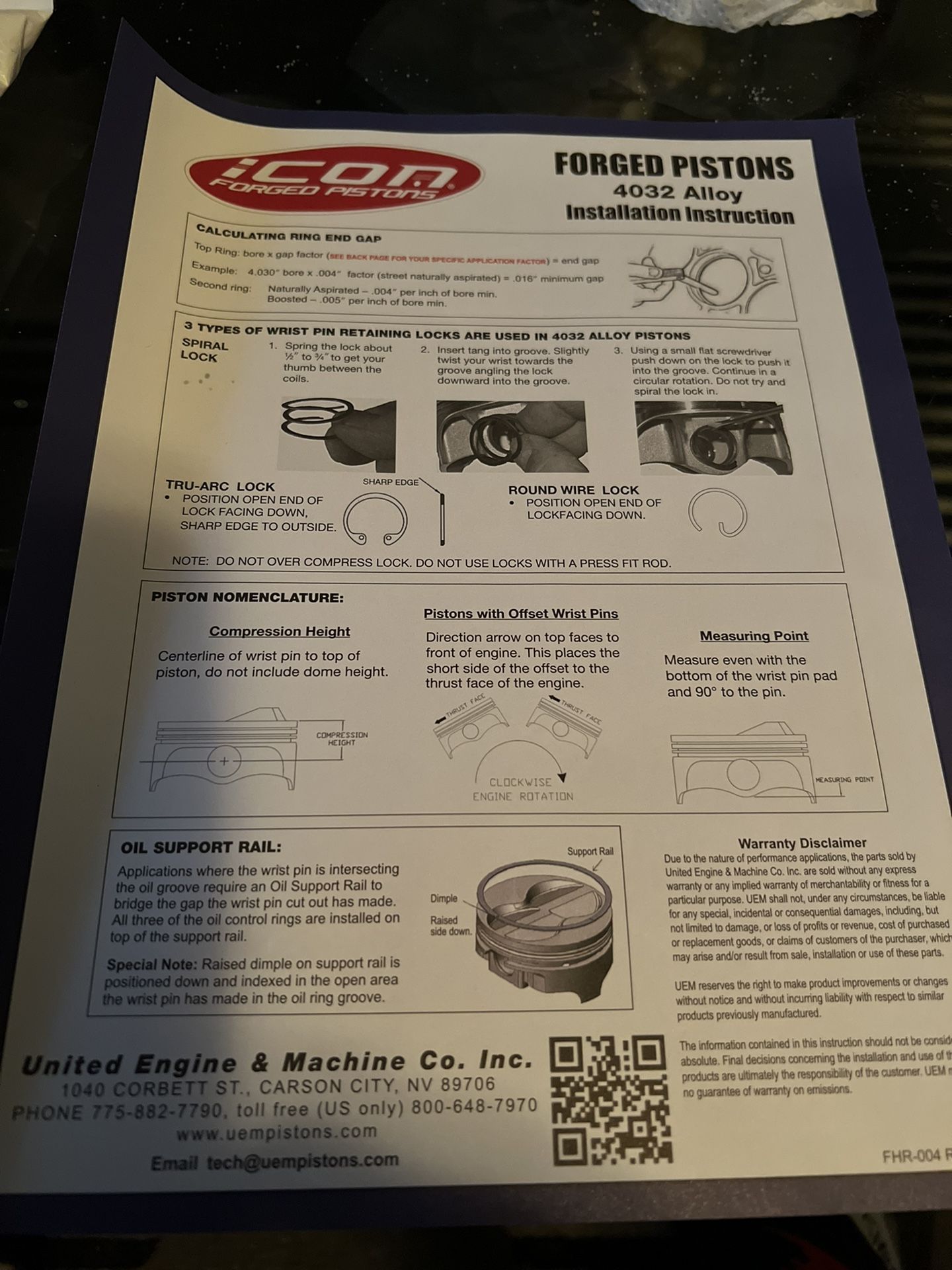 Icon 408w Stroker Pistons Brand New Still In The Box
