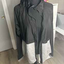 Avia Split Material Windbreaker Jacket Gray & Black Large