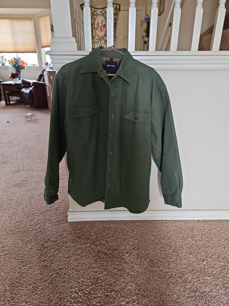 Men's Fleece Lined Dark Green Shirt