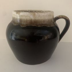 Vintage Dark Brown Drip-Glazed Bean Pot Crock Pottery from Old Farmhouse Attic
