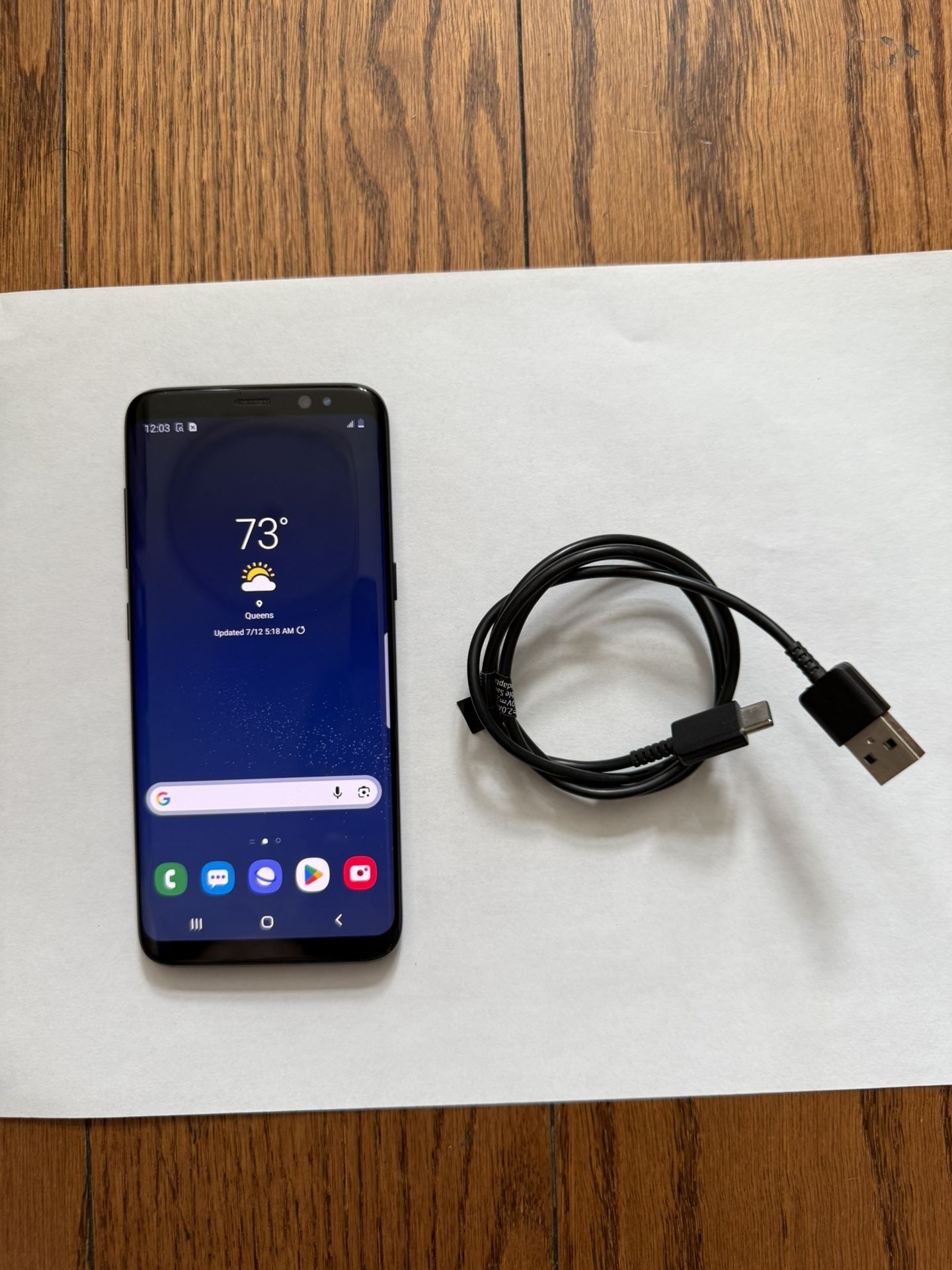 Samsung Phone Galaxy S8 Black 64GB/Unlocked/USB-C Charging Cable