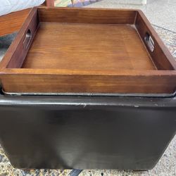 World Market Flip Top Small Storage Ottoman, one side is a tray. Peeling on Edge