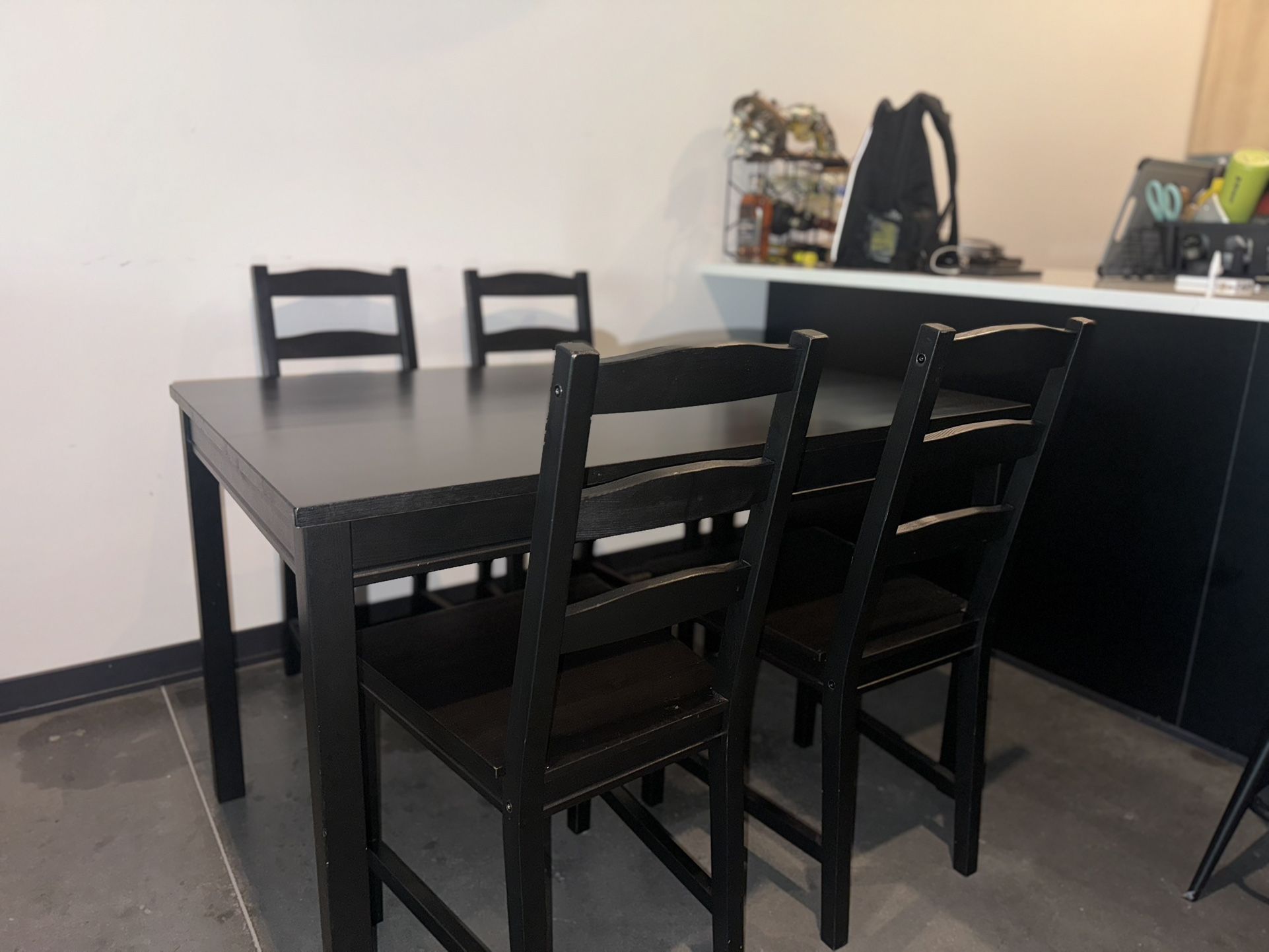 IKEA JOKKMOKK Table and 4 chairs, black-brown for Sale in