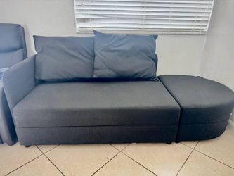 Couch with storage and movable ottoman
