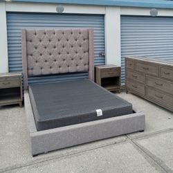 Gray Queen Bedroom Furniture Dresser Set 