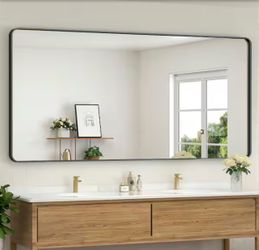 KeonJinn 72 in. W x 36 in. H Modern Rectangular Black Bathroom Mirrors Aluminum Framed Wall Bathroom Vanity Mirror