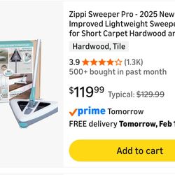 Zippi Sweeper Pro - 2025 New and Improved Lightweight Sweeper, Perfect for Short Carpet Hardwood and Tile, Triangular Design Allows for Sweeping in Co