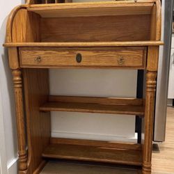 Vintage Oak Roll Top Secretary Desk by Winners Only - Solid Wood