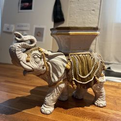 1960’s Vintage Large Terracotta Italy Ceramic Elephant Garden Stool 