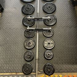 Weight Plates.  / Bar / Dumbbell Handles    125 Dollars 