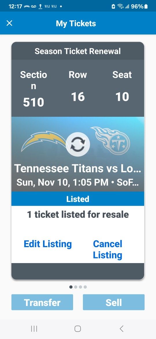 Tennesse Titans vs Chargers Sun Nov 10, 2024 1pm