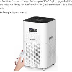 Air Purifiers for Home Large Room up to 3000 Sq Ft, Upgraded H14 Ture Hepa Air Filter, Air Purifier with Air Quality Monitor, 22dB Sleep Mode