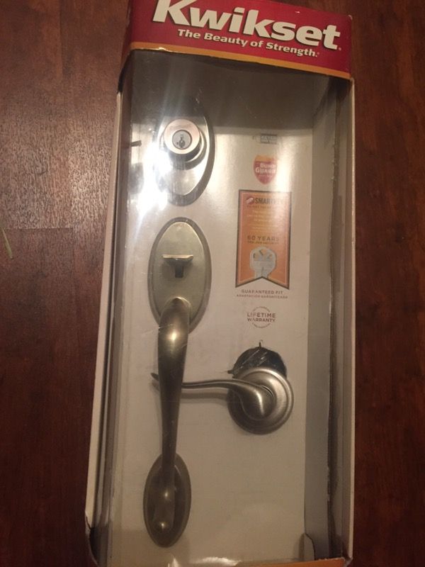 Kwikset Shelburne Single Cylinder Satin Nickel Handleset with Tustin Lever Featuring SmartKey