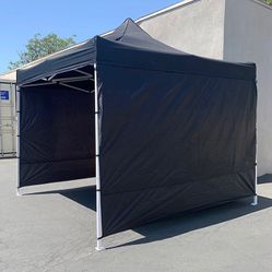 $129 (New in box) Heavy duty 10x10 ft with 3 sidewalls, ez popup canopy outdoor gazebo, carry bag (black)