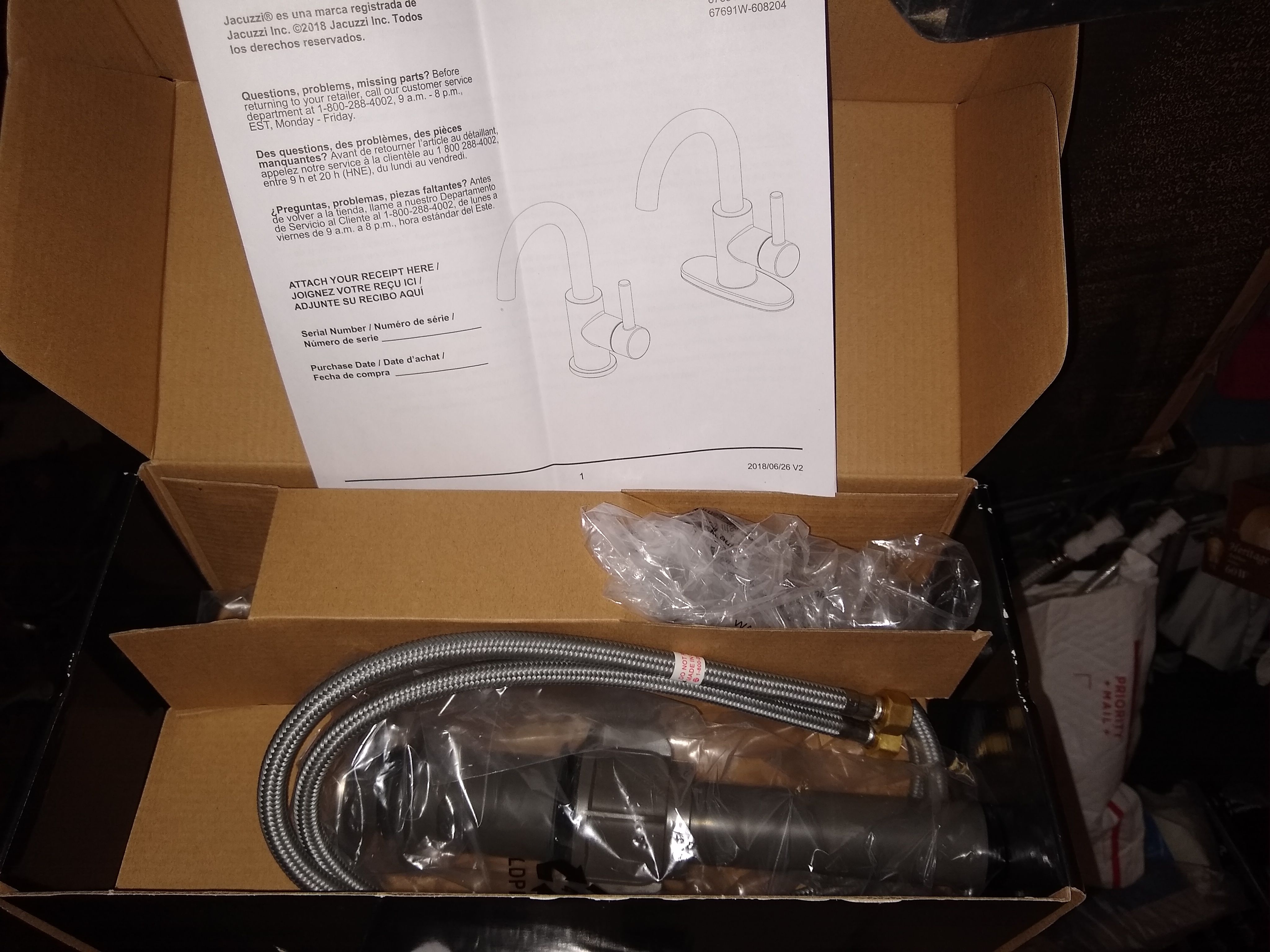 Brand new Jacuzzi Duncan Brushed Nickel Handle 4in Centerset Bathroom