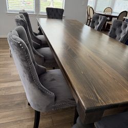 USED DINING SOLID WOOD TABLE AND 8 chair
